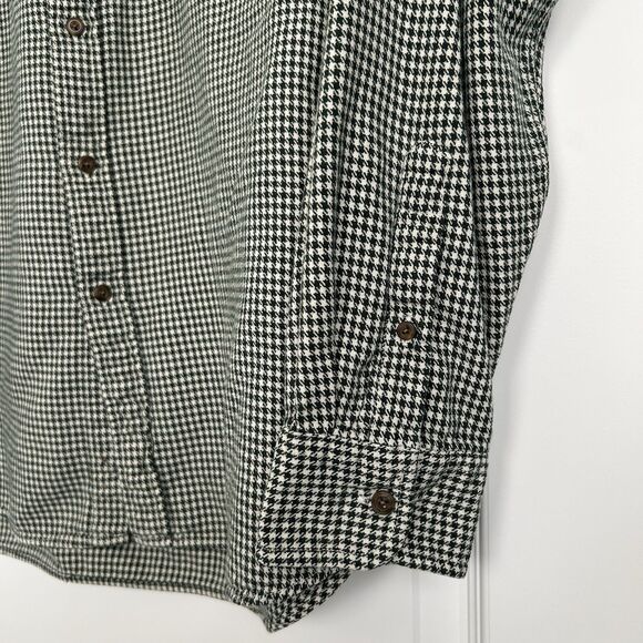 Vintage J Crew Oarsman Flannel Shirt Mens Size L Houndstooth Green 90s Outdoor - Picture 4 of 10